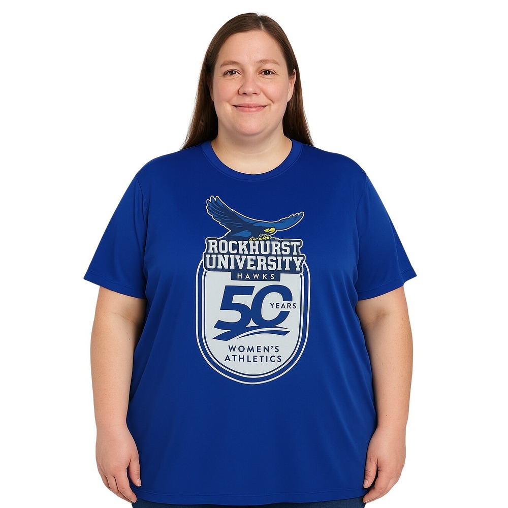 BSN Sports T-Shirt L Royal Blue Phenom Tee Rockhurst 50 Years Graphic Unisex New